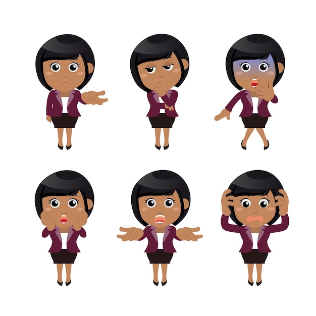 Set of businesswoman characters in different poses