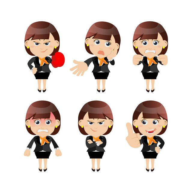 Set of businesswoman characters in different poses