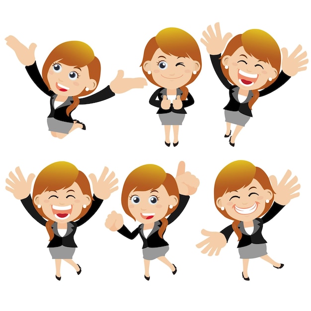 Vector set of businesswoman characters in different poses