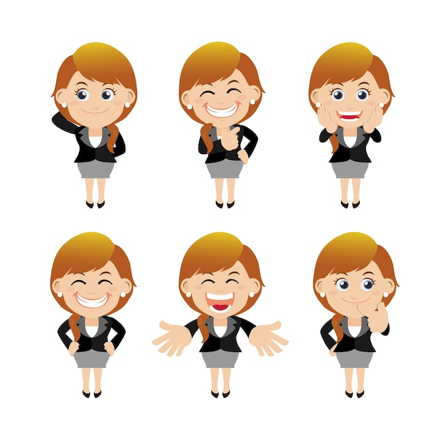 Set of businesswoman characters in different poses