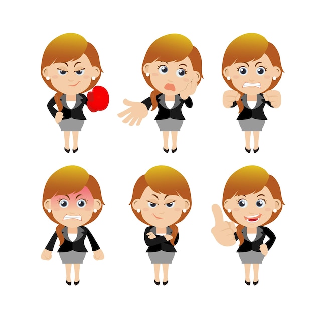 Set of businesswoman characters in different poses