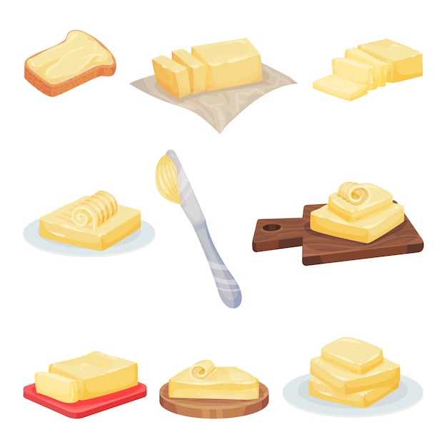 Set of butter in different forms