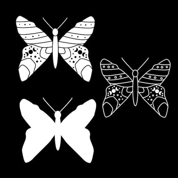 set of butterflies. Butterfly silhouette. Butterfly vector graphics. Butterfly carving,