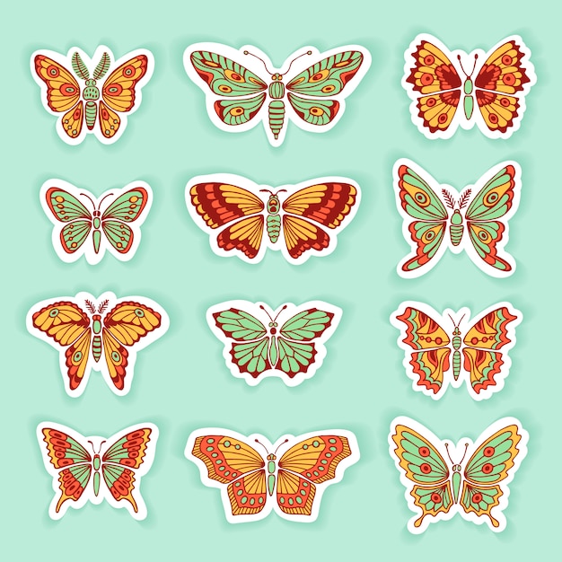 Vector set of butterflies decorative isolated silhouettes in vector.