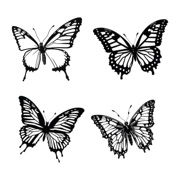 A set of butterflies silhouette