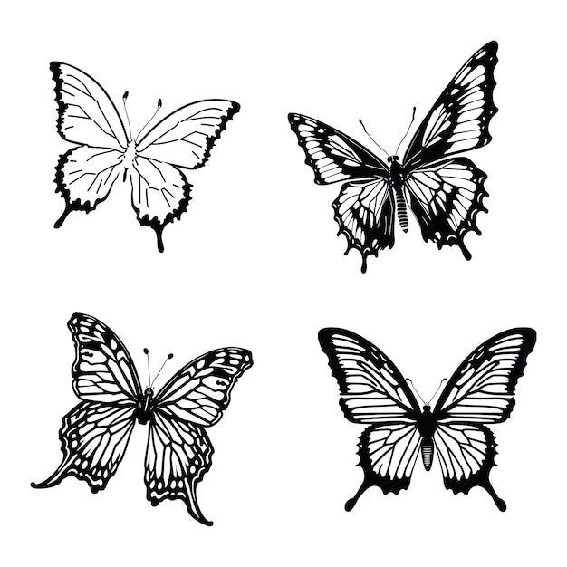 A set of butterflies silhouette