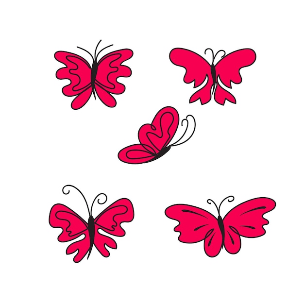 A set of butterflies with the word butterfly on the bottom.