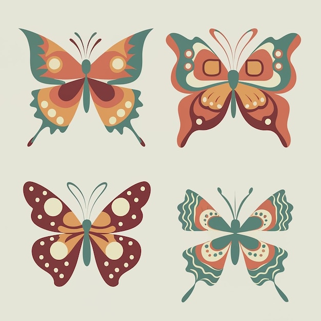 Vector set of butterfly illustration on a white background