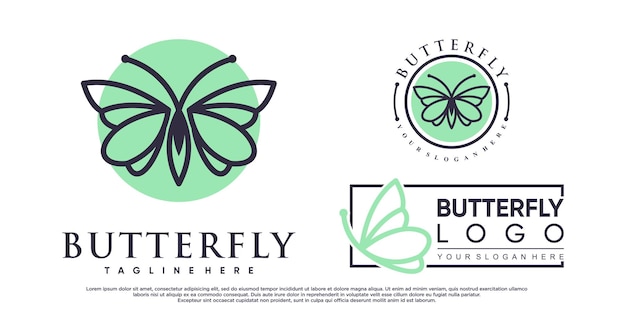 Set of butterfly logo design for beauty with modern concept Premium Vector