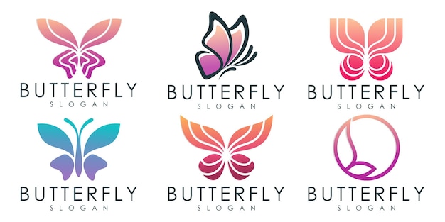 set of butterfly logo design template Vector illustration