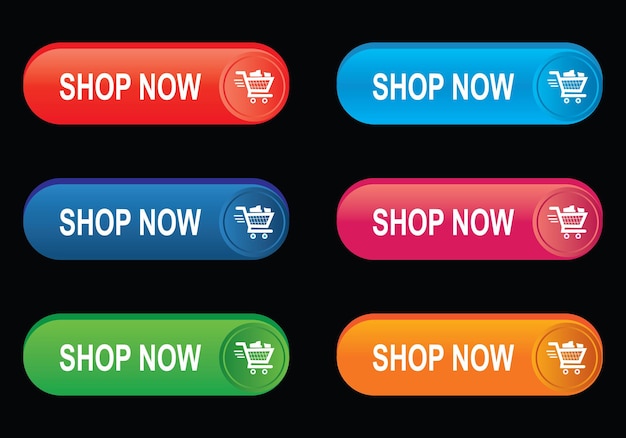 Set of button shop now or buy now button with shopping cart vector illustration online shopping