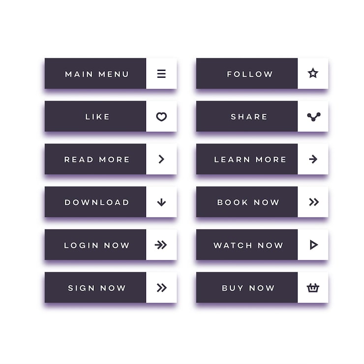 Vector set of button trendy simple style with user interface icon isolated on transparent background for web site ui mobile app call to action icon button vector 10 eps