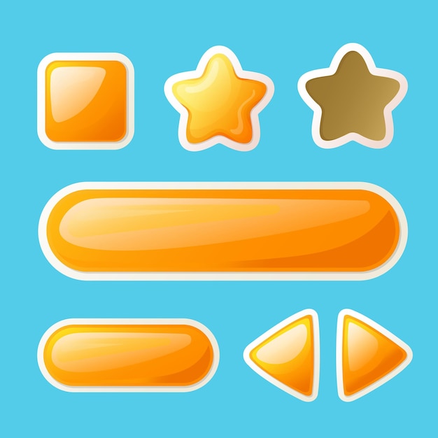 A set of buttons for a custom cartoonstyle game interface