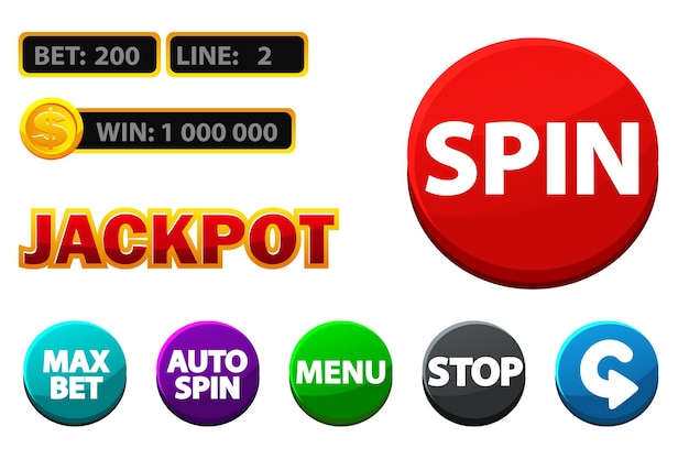 Vector set of buttons for luck slots machine