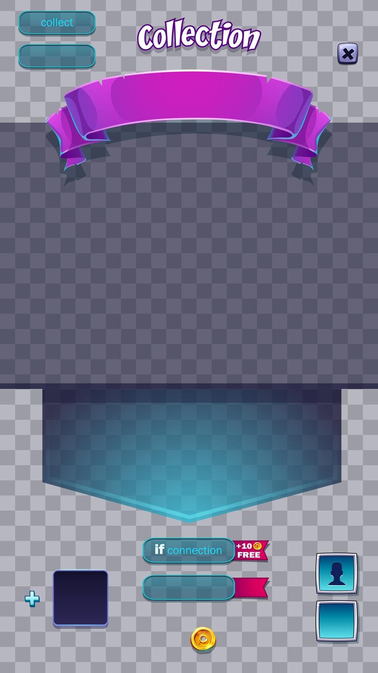 Vector set of buttons and windows on a transparent background