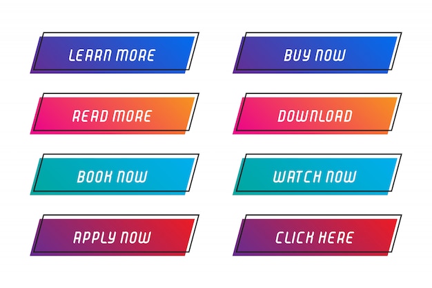 Vector set of buttons with frame for website.