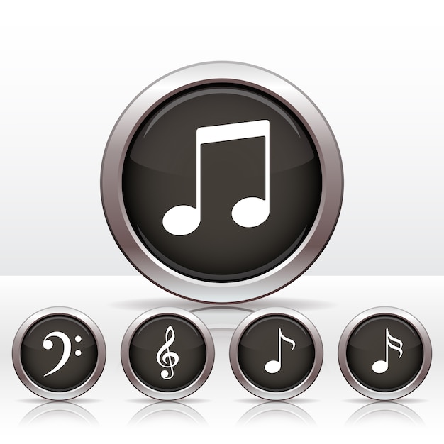 Вектор Установите кнопки со значком музыкальной ноты.