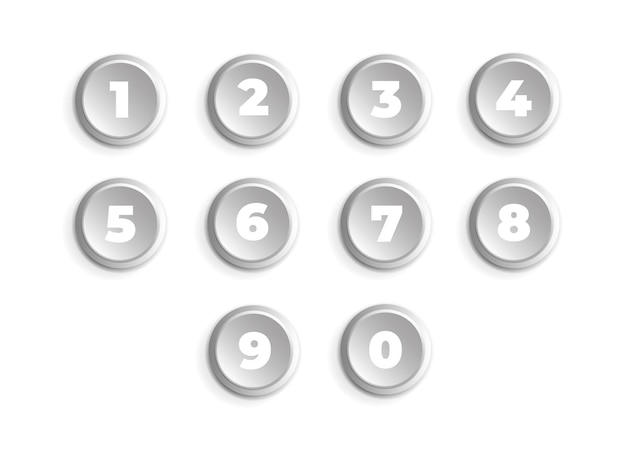 Vector set of buttons with numbers