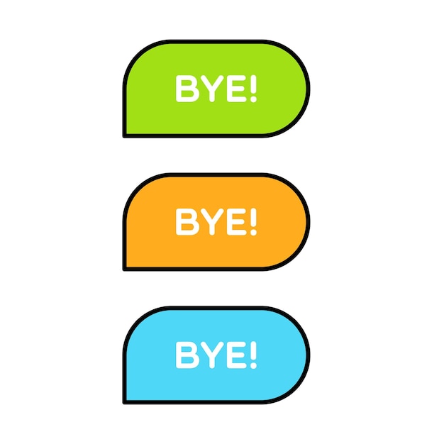 Set of Bye Speech Bubbles