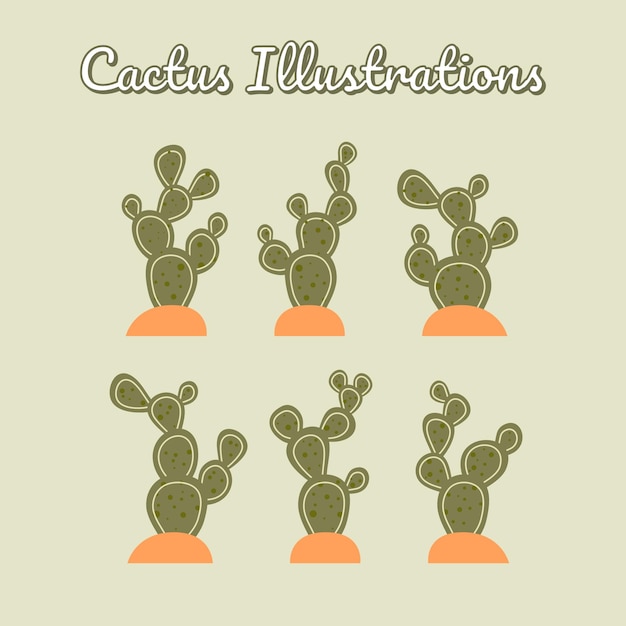 A set of cactus illustrations