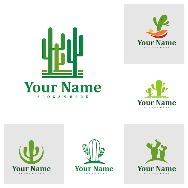 Set of Cactus logo design Template Creative Cactus logo vector illustration