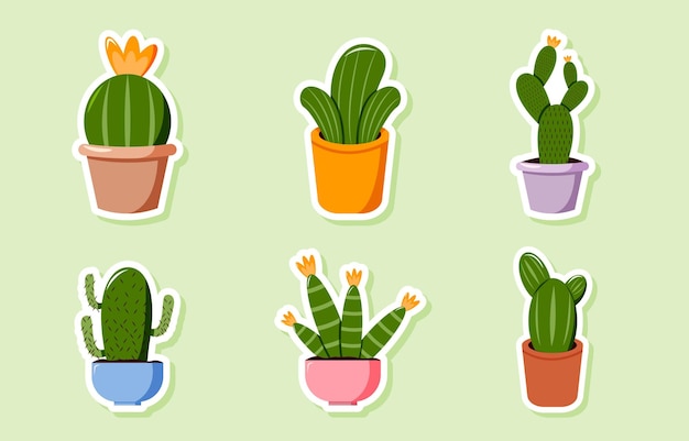 Set of Cactus Sticker Design