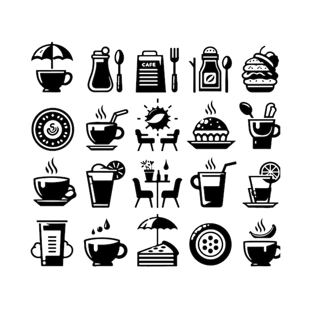 Set of cafe icons restaurant icon food and drink icon vector design illustration