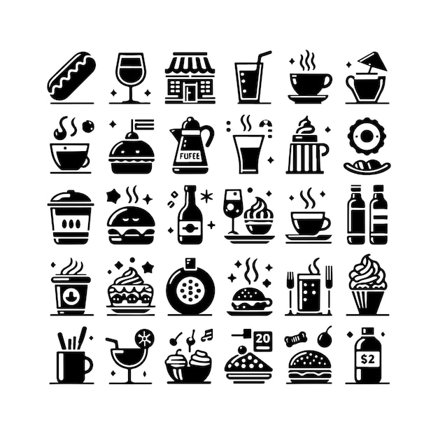 Set of cafe icons restaurant icon food and drink icon vector design illustration