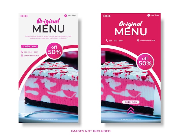 Set cake menu flyer ontwerp voor instagram verhaal of social media template