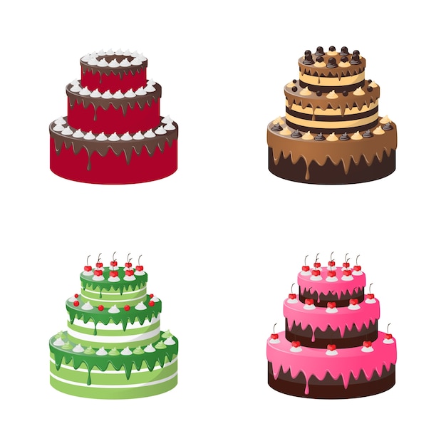 Vector set of cake vector