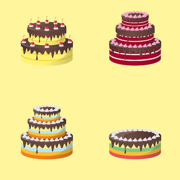 Vector set of cake vector