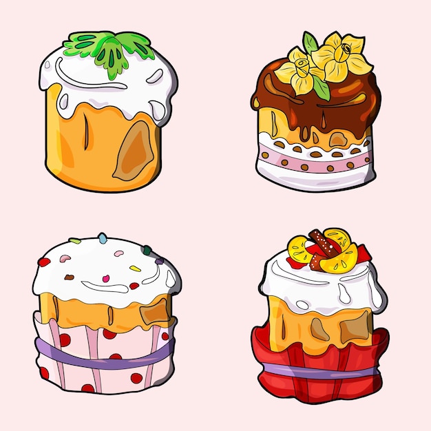 Vector set, cakes, cakes for menu design and postcards