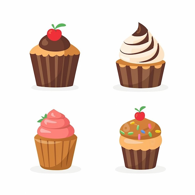 Set of Cakes and Cupcakes Icons on a white background