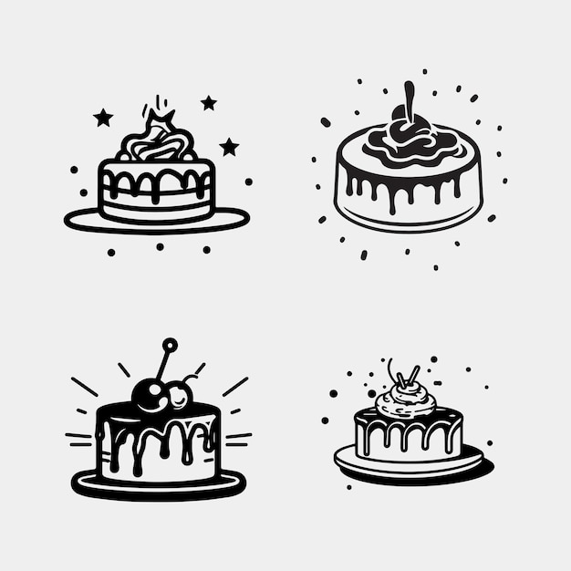 Set of cakes vector isolated on white background