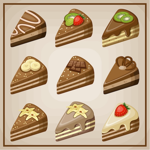 Vector set of cakes.