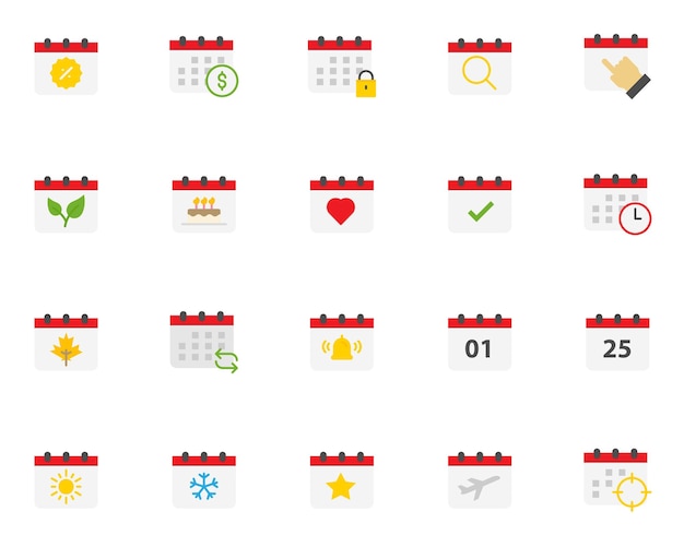 Set of calendar icons schedule event