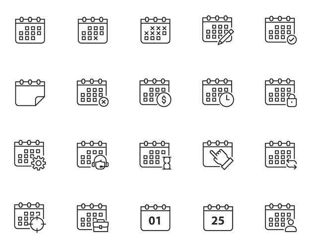Vettore set di icone del calendario programma evento