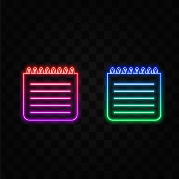Vector a set of calendars day planner schedule neon style