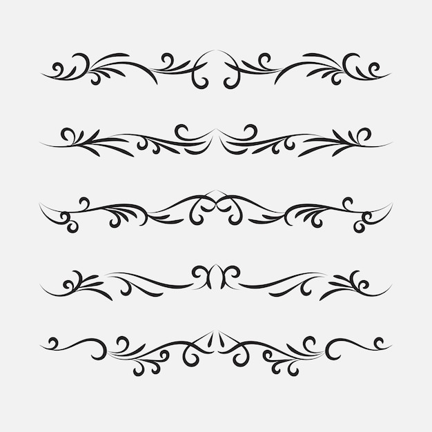 Set of calligraphic design elements Hand drawn vector illustration