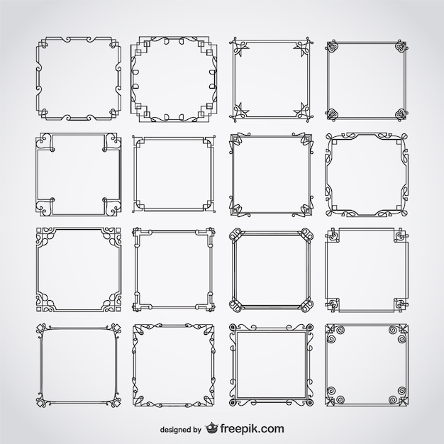 Set of calligraphic frames