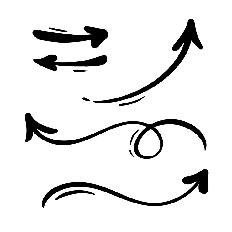 Set of calligraphy flourish vintage decorative arrows 