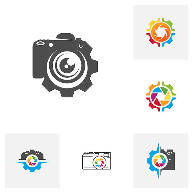 Set of Camera Gear logo design vector template Camera Photography logo concepts