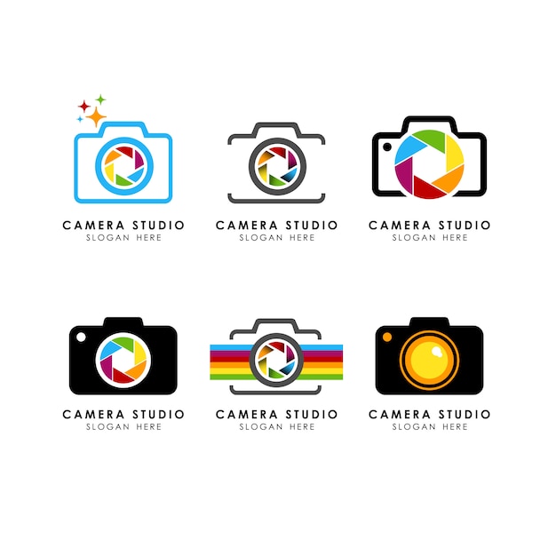 Set of camera logo template