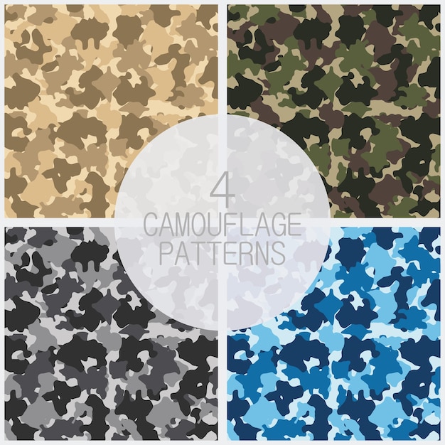 Set camouflagepatronen. modevormgeving voor maskeren, militaire stijl. vector illustratie.