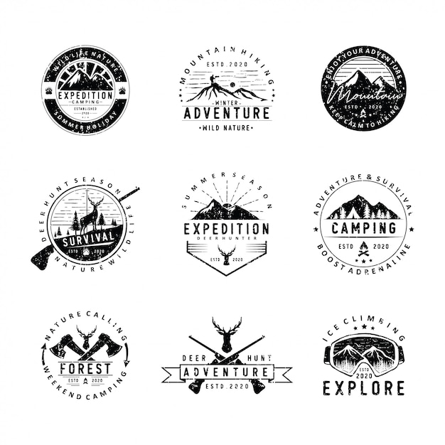 Set of camping and outdoor logo