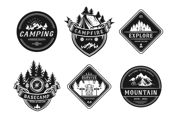 Set of camping and outdoor logo