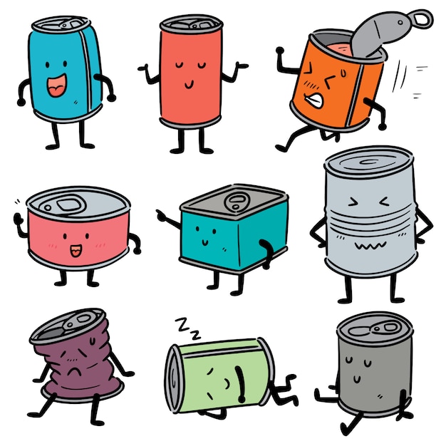 Vector set of can cartoon