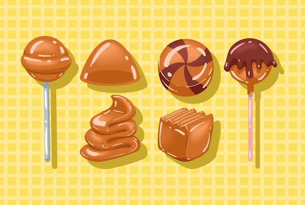 Set of candies caramel