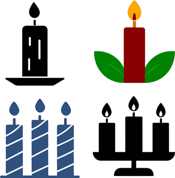 set of candle icon vector