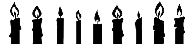 Set candle silhouettes for religion commemorative and party